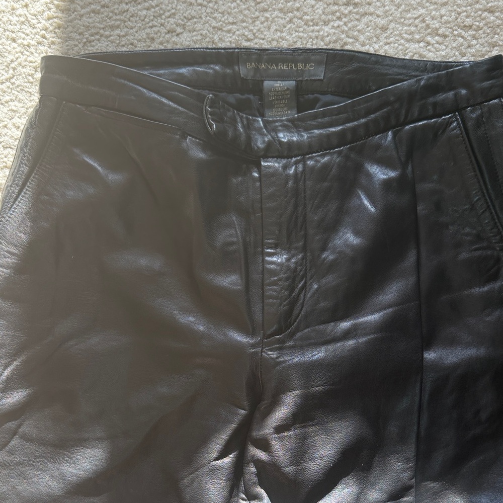 Banana Republic Midnight Black Leather Trousers